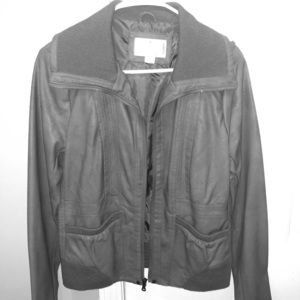 Faux leather bomber jacket